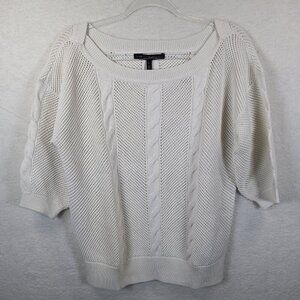 White House Black‎ Market Short Sleeve Knit Sweater White Size Large